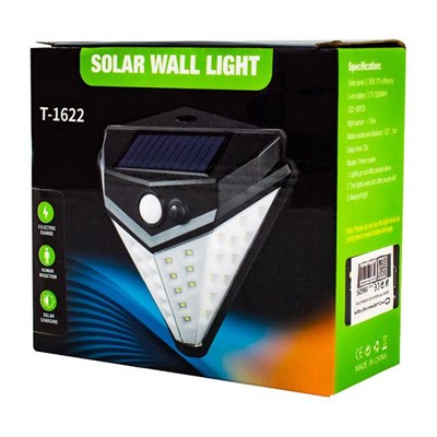 Powermaster T-1622 Güneş Enerjili Hareket Sensörlü Solar Duvar Lambası 180°