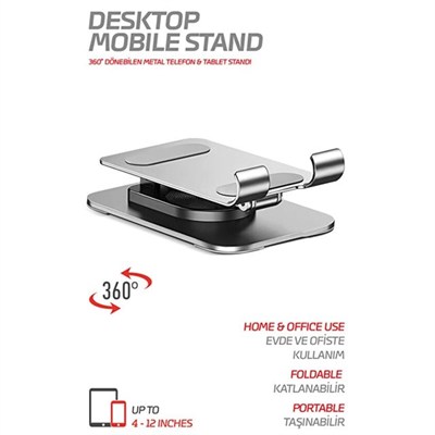 Powerway DMS33 Full Metal Gövde 360 Derece Dönebilen Profesyonel Masaüstü Telefon Standı