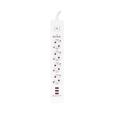 S-Link SPG403U 1.5 Metre 4lü Anahtarlı Akım Korumalı Usb Girişli