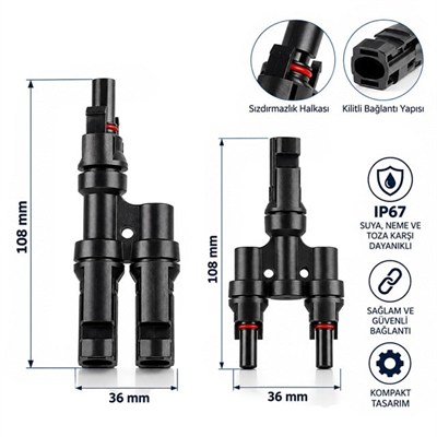 PowerMaster PM-28869 2Lİ Güneş Paneli Paralel Bağlantı Konnektörü (2 Adet)