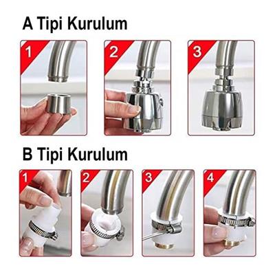 Sunup SN-27114 2 Kademeli Tasarruflu Musluk Başlığı 360 Derece