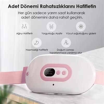 Sunup SN-27378 Regl Dönemi Karın Bel Sıcak Isıtma Titreşim Masaj Yastığı Cihazı Kramp Ağrı Kesici 3 Kademeli