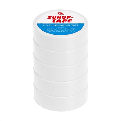 Sunup SN-27924 Beyaz 0.13x18mm İzole PVC Elektrik Yalıtım Bant (5li Paket)