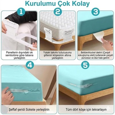 Sunup SN-29126 Pratik 4lü Nevresim - Çarşaf Tutucu Sabitleyici