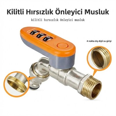Sunup SN-29268 3 Haneli Şifreli Kilitli Bahçe Musluğu 1/2