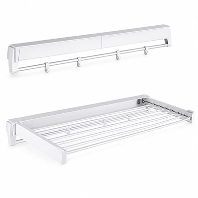 Sunup SN-37717 Katlanabilir Çamaşır Askılığı Duvara Monte Gizli Balkon Akordeon Kurutma Beyaz