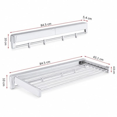 Sunup SN-37717 Katlanabilir Çamaşır Askılığı Duvara Monte Gizli Balkon Akordeon Kurutma Beyaz