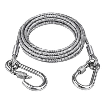 Sunup SN-38107 5 Metre Çelik Köpek Bağlama Halatı Kilitli Karabina PVC Kaplamalı
