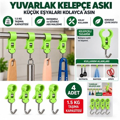 Sunup SN-38118 Yuvarlak Kelepçe Askı 82x18x18mm 4lü Paket