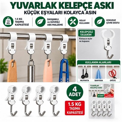 Sunup SN-38120 Yuvarlak Kelepçe Askı 65x11.5x15.5mm 4lü Paket