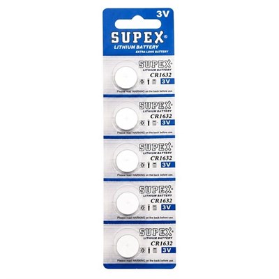 Supex CR1632 3 Volt Lityum 1632 Düğme Pil (5li Paket)