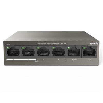 Tenda TEF1106P 2 x Uplink + 4 Port Poe Ethernet Switch 63 Watt