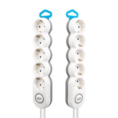 Vea 5li Kablolu Anahtarlı 1,5 Metre Akım Korumalı Grup Priz VE-2S5S