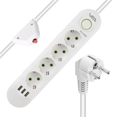 Vea VA-21560 4lü 3 USBli 1.5 Metre Akım Korumalı Priz Beyaz