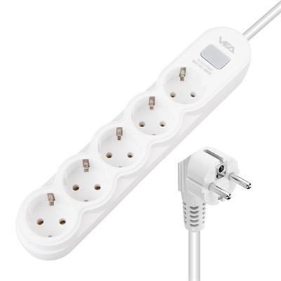 Vea VA-21569 5li Anahtarlı 1.5 Metre Akım Korumalı Priz Beyaz