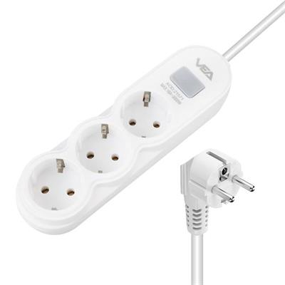 Vea VA-21571 3lü Anahtarlı 1.5 Metre Akım Korumalı Priz Beyaz