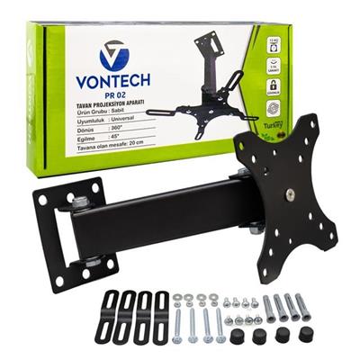 Vontech PR-02 20 Cm 360° Teleskopik Tavan Projeksiyon Askı Aparatı