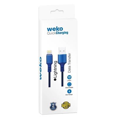 Weko WK-22025 USB To Lightning Örgülü Siyah Telefon Şarj Kablosu