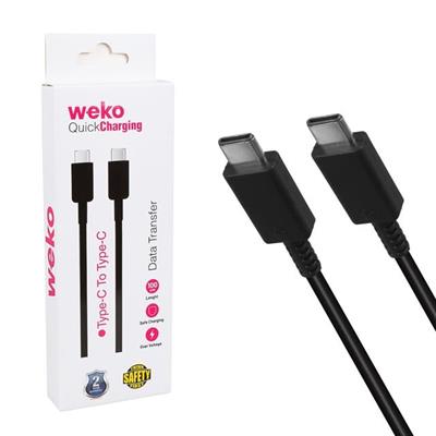 Weko Wk-26526 Type-C To Type-C 1 Metre 5A Siyah Şarj Kablosu