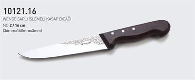 Wenge Saplı İşlemeli Kasap Bıçağı 16 cm No.2 Hulusi Bıçak 36mm X 160mm X 3mm 10121.16