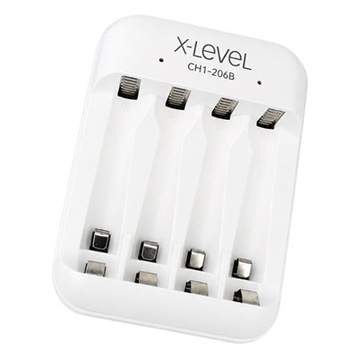 X-LEVEL CH1-206B 4 Yuvalı USB-C Girişli Akıllı AA/AAA Ni-MH Hızlı Pil Şarj Cihazı