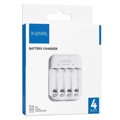 X-LEVEL CH1-206B 4 Yuvalı USB-C Girişli Akıllı AA/AAA Ni-MH Hızlı Pil Şarj Cihazı