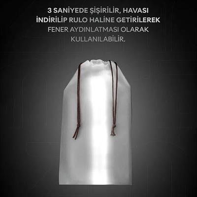 ZMR ZMR-385 Katlanır Şişirilebilir Beyaz Ledli Aydınlatma Tüpü USB Ve Güneş Enerjisi Şarjlı Armatür