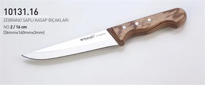Zebrano Saplı El Yapımı Kasap Bıçağı 16 cm No.2 Hulusi Bıçak 36mm X 160mm X 3mm 10131.16