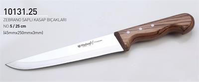 Zebrano Saplı El Yapımı Kasap Bıçağı 25 cm No.5 Hulusi Bıçak 45mm X 250mm X 3mm 10131.25