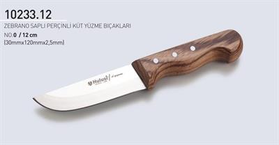 Zebrano Saplı Perçinli Küt Burunlu Kasap Yüzme Bıçağı 12 cm No.0 Hulusi Bıçak El Yapımı 30mm X 120mm X 2.5mm 10233.12