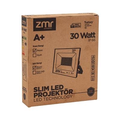 Zmr 30 Watt 6500k Ip66 150* Işık Açısı 220 Volt Siyah Slim Kasa Led Projektör