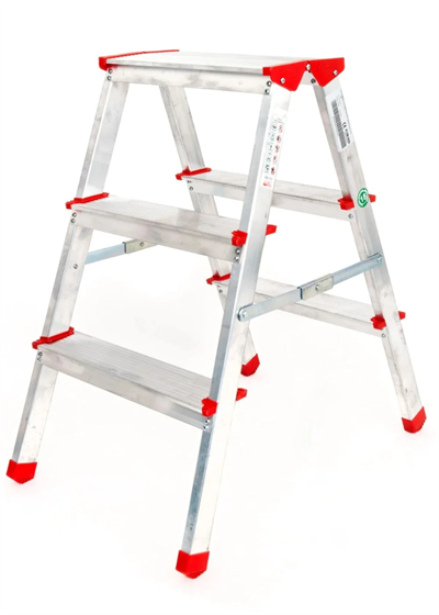 A Tipi 3 Basamaklı Çift Çıkışlı Alüminyum Merdiven 68 Cm