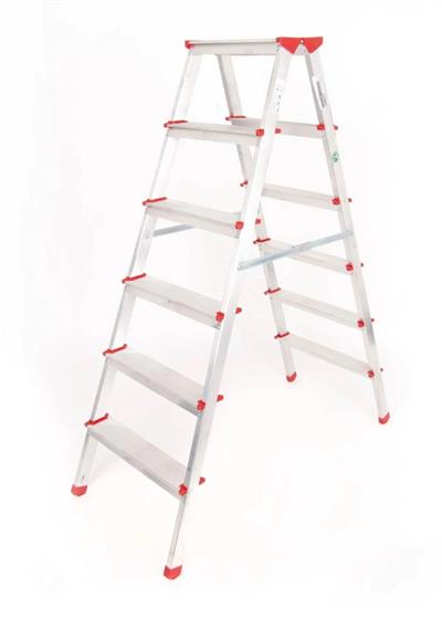 A Tipi 6 Basamaklı Çift Çıkışlı Alüminyum Merdiven 137 Cm