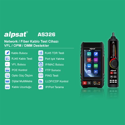 Alpsat AS326 Çok Fonksiyonlu RJ45 Ağ Kablosu ve Fiber Optik Kablo Test Cihazı