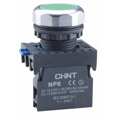 Chint NP8-10BN/3 Yeşil Düz Yaylı Buton 1NA