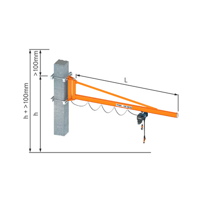 DEMAG 77110217 Duvar Tipi Sütunlu vinç 125 kg x 3 m JC-W-270-KBK-BR-M-125-3000, DC-Com 1-125 1/1