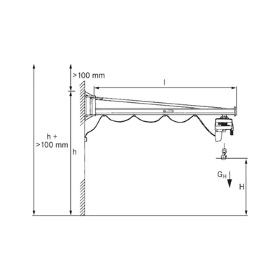 DEMAG 77110217 Duvar Tipi Sütunlu vinç 125 kg x 3 m JC-W-270-KBK-BR-M-125-3000, DC-Com 1-125 1/1