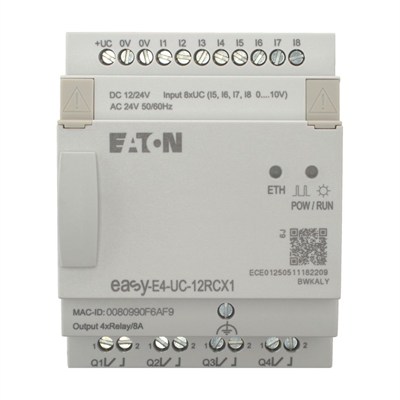 Eaton 197212 EASY-E4-UC-12RCX1 easyE4 12/24 V DC 24 V AC 8 Giriş 4 Röle Çıkışlı Kontrol Rölesi