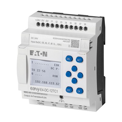 Eaton 197212 EASY-E4-UC-12RCX1 easyE4 12/24 V DC 24 V AC 8 Giriş 4 Röle Çıkışlı Kontrol Rölesi