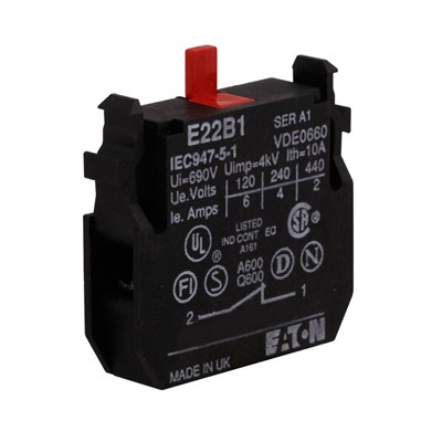 Eaton E22B1 22,5 mm 1 NC E22 Serisi Ağır Hizmet Tipi Kontak Bloğu
