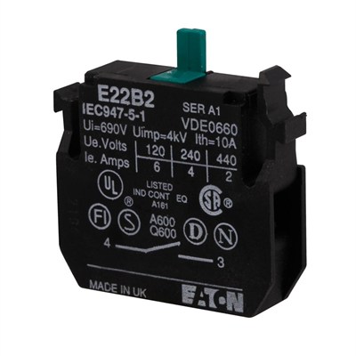 Eaton E22B2 22,5 mm 1 NO E22 Serisi Ağır Hizmet Tipi Kontak Bloğu