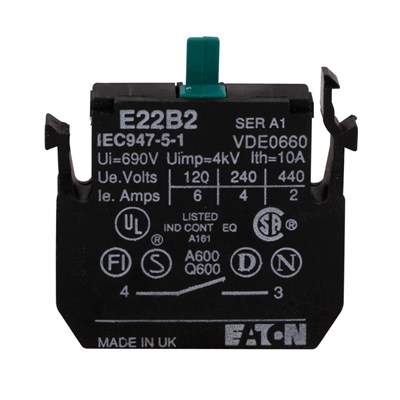 Eaton E22B2 22,5 mm 1 NO E22 Serisi Ağır Hizmet Tipi Kontak Bloğu