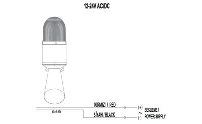 MUCCO SNT-B712-1 Kırmızı 4 Ayrı Işık Modlu 16 Melodili Üniversal Borulu Korna 40-250v Ac/dc