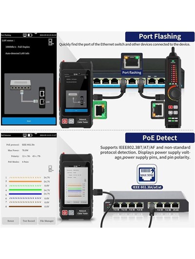 Novacom NVC-LT600S RJ45 PoE Uyumlu Multi-Function Network & Fiber Kablo Test Cihazı
