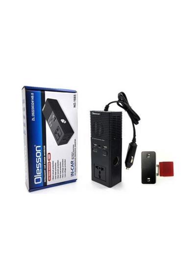 Olesson 1665 DC 12-24V 200W Oto Araç Power İnverter Ek Çakmak Girişi - TYPE-C - Çift USB - 220V Üniversal Priz
