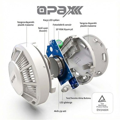 Opax HY-SSA01 Photoelectric Kombine Kablosuz Duman ve Isı Dedektörü ve Alarmı