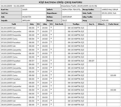 Perkotek Personel Takip Programı