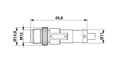 Phoenix Contact 1415613 SAC-4P-M12MS/1,5-PVC/M12FS 4 Pin Sensör/Aktüatör Kablosu – 1,5 m, Siyah, PVC
