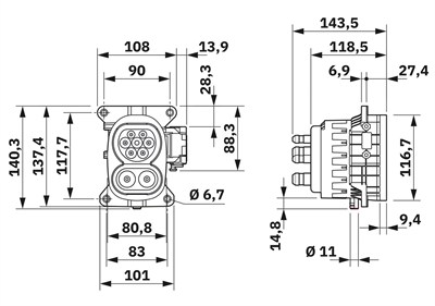 Phoenix Contact 1720108 CHARX T2HBI24 - AC/DC Araç Şarj Girişi, CCS Tip 2, 325 kW