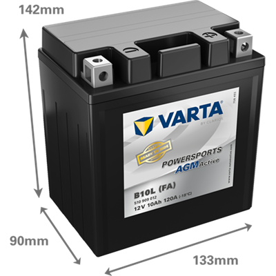 Powersports AGM Active 12V 10Ah 120 A – B10L (FA) | Motosiklet & ATV Aküsü